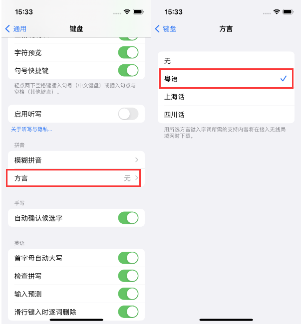 陵水苹果14服务点分享iPhone 14plus设置键盘粤语方言的方法 